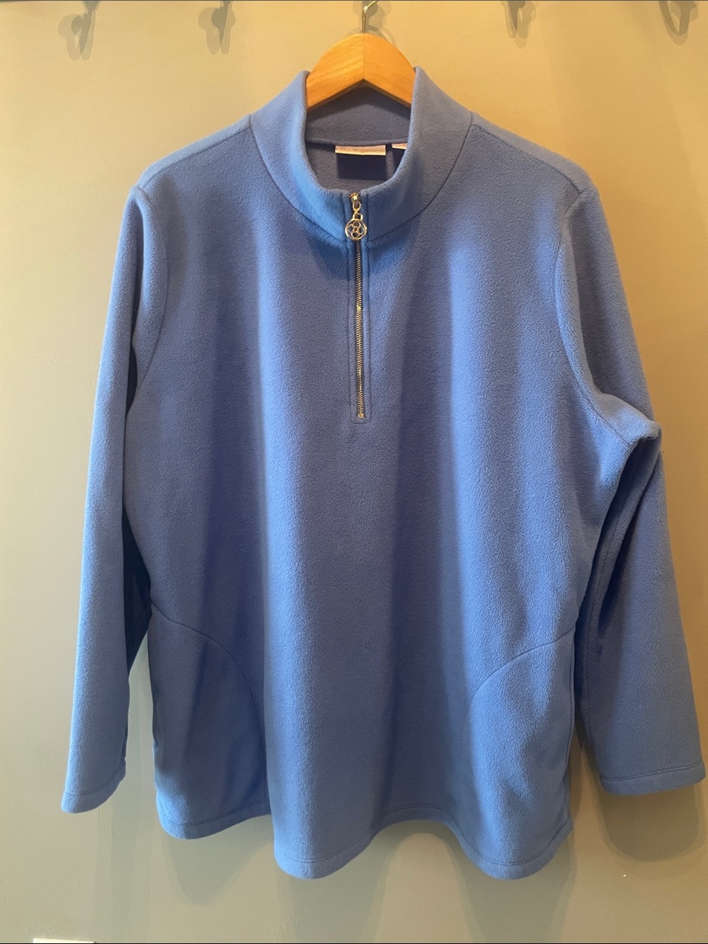 Belle by Kim Gravel Light Blue Half-Zip Fleece Pullover Size XL